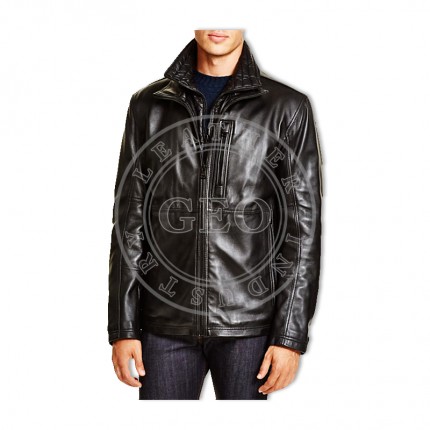 Inexpensive Men Vogue Black Leather Jackets